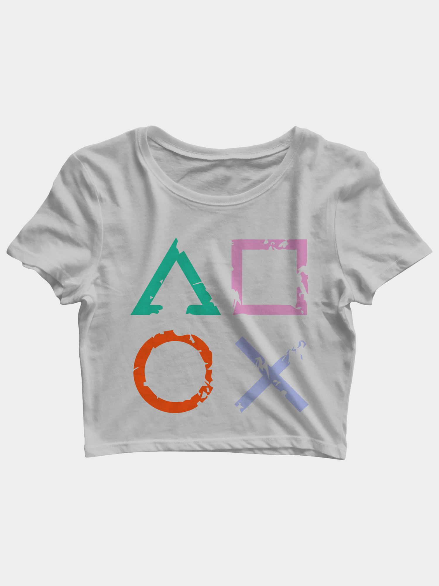 xosqr crop top grey Playstation Symbols Gaming Crop Top