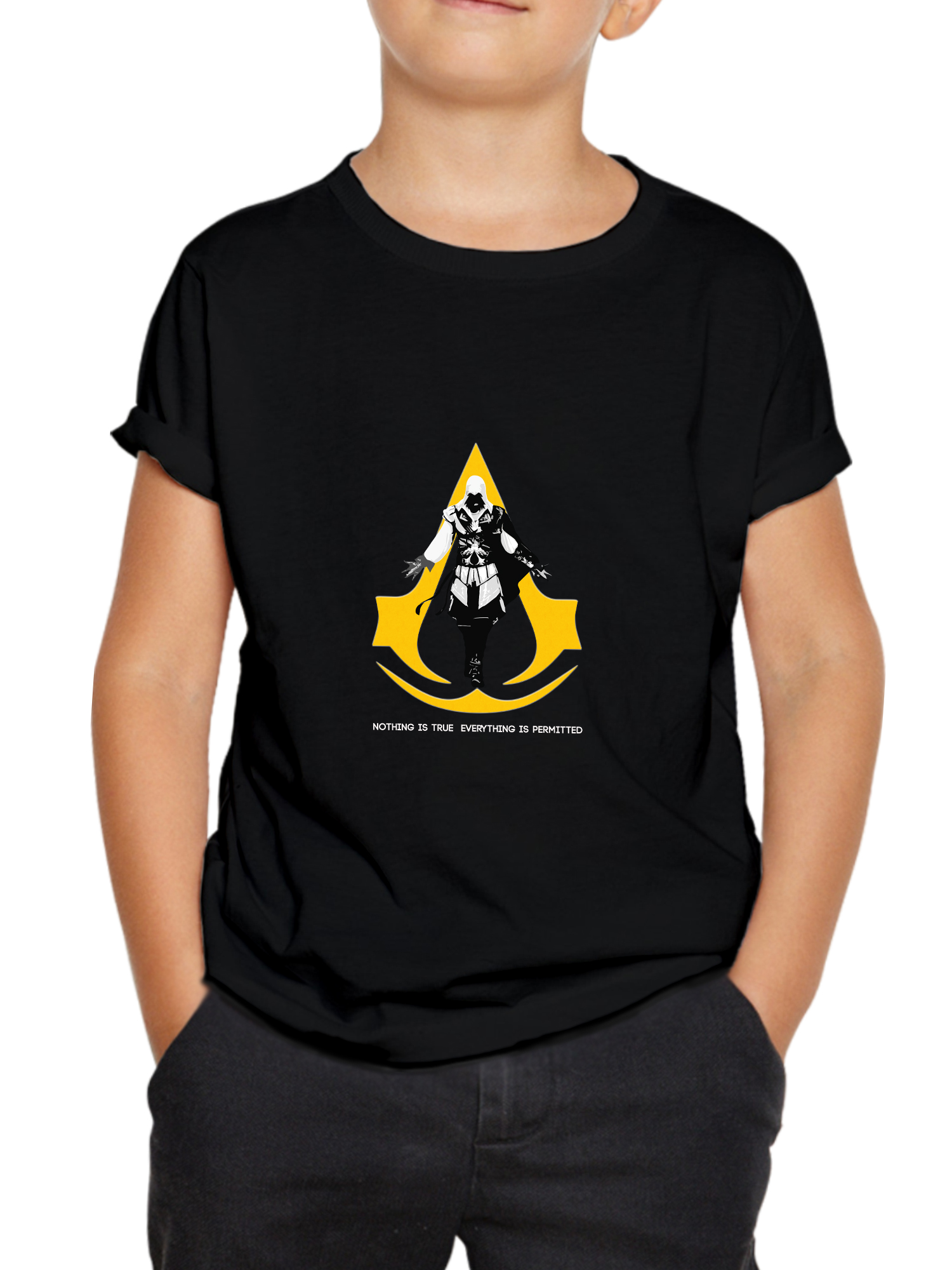 AC black assassins creed kids tshirt