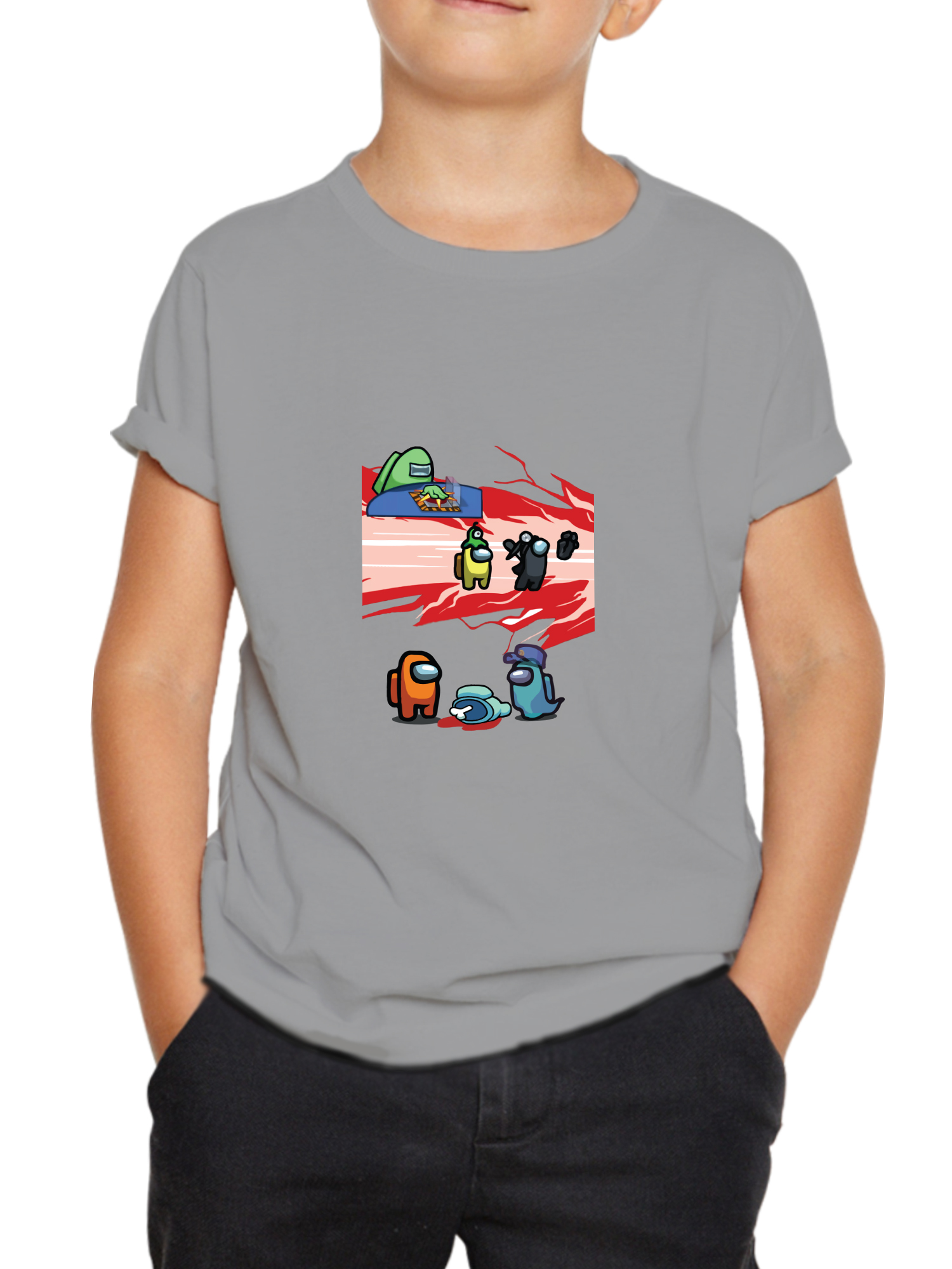 among us 2 grey among us kids tshirt