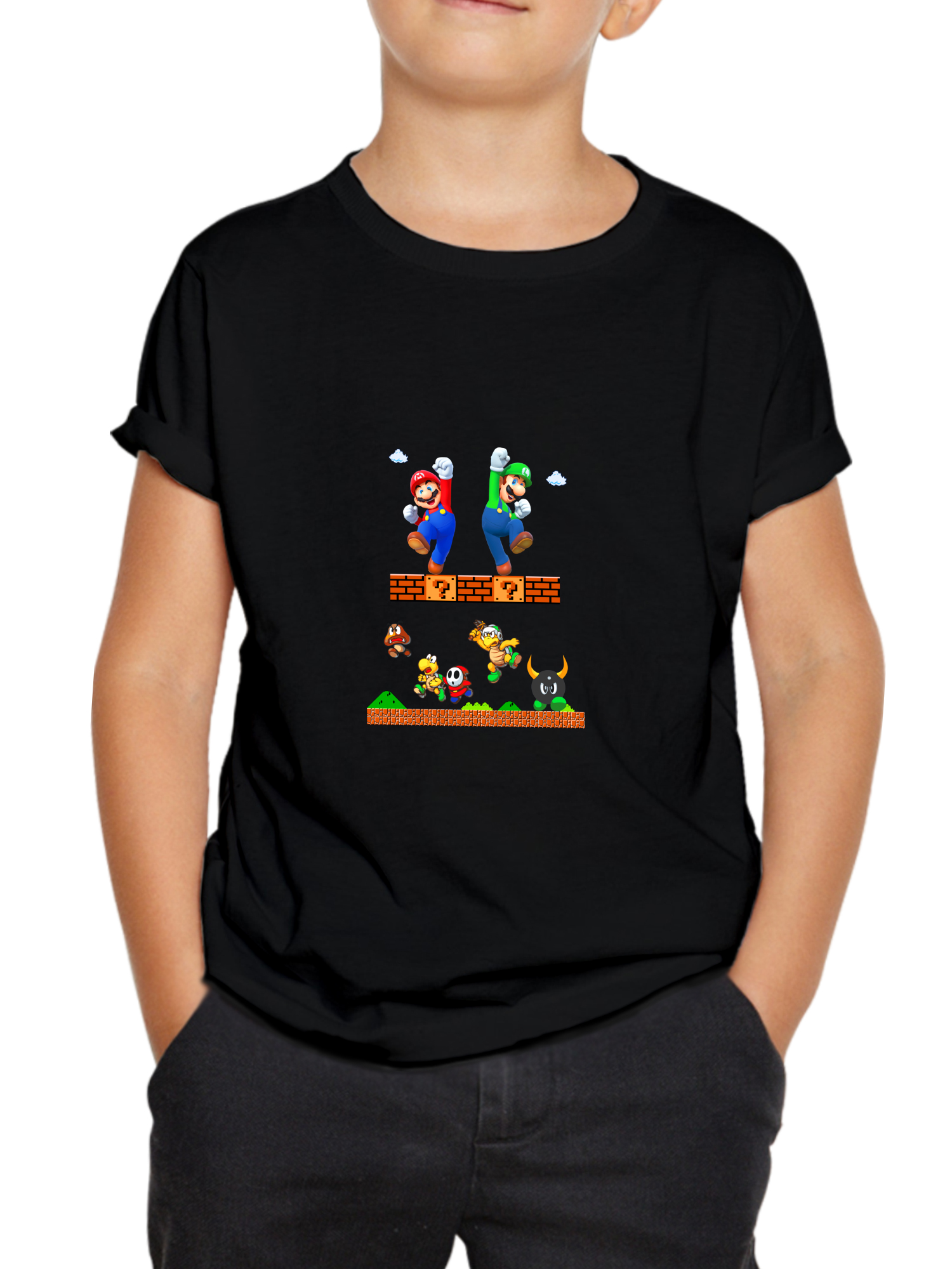 mario black mario kids tshirt