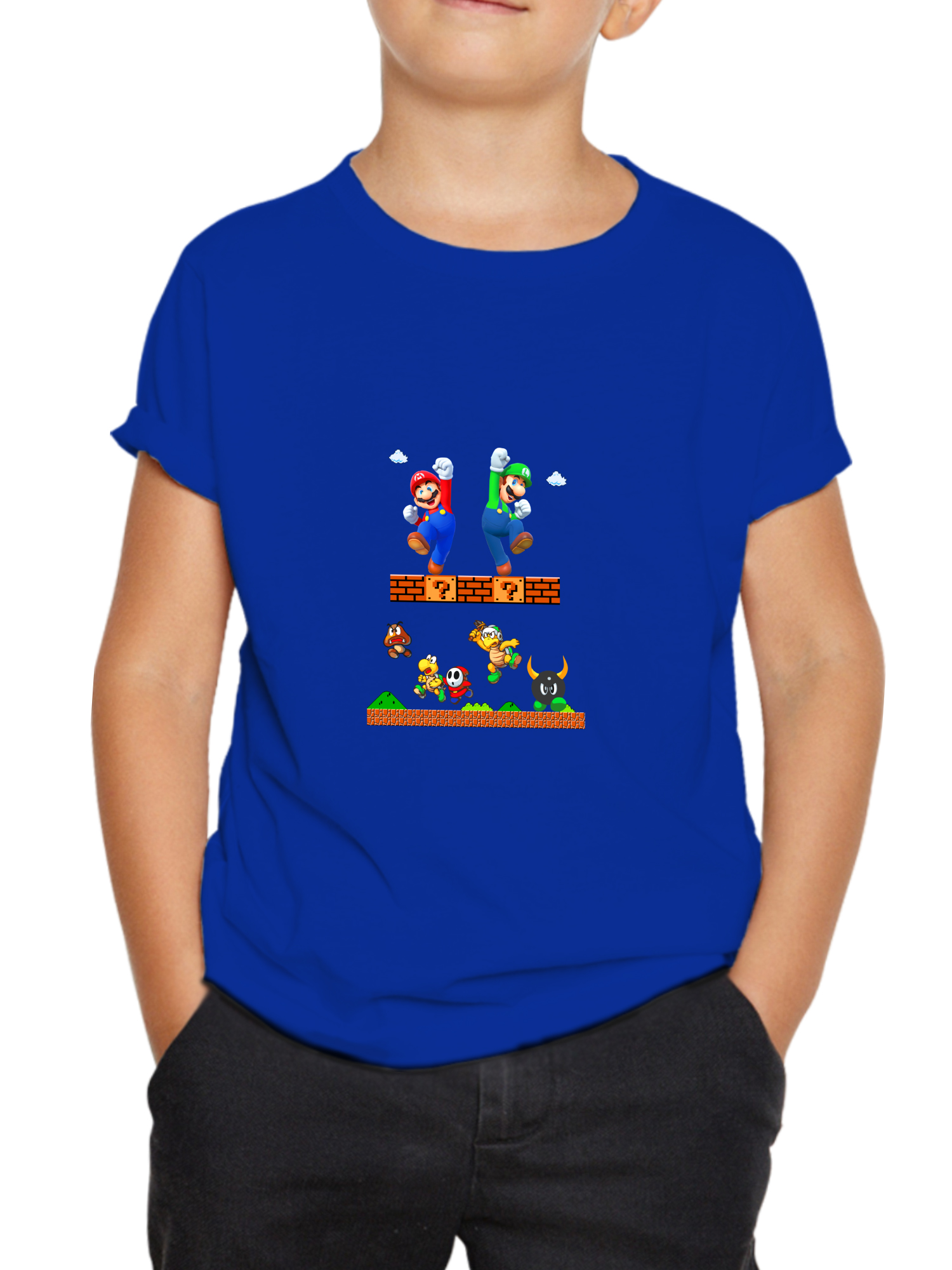 mario royal blue mario kids tshirt