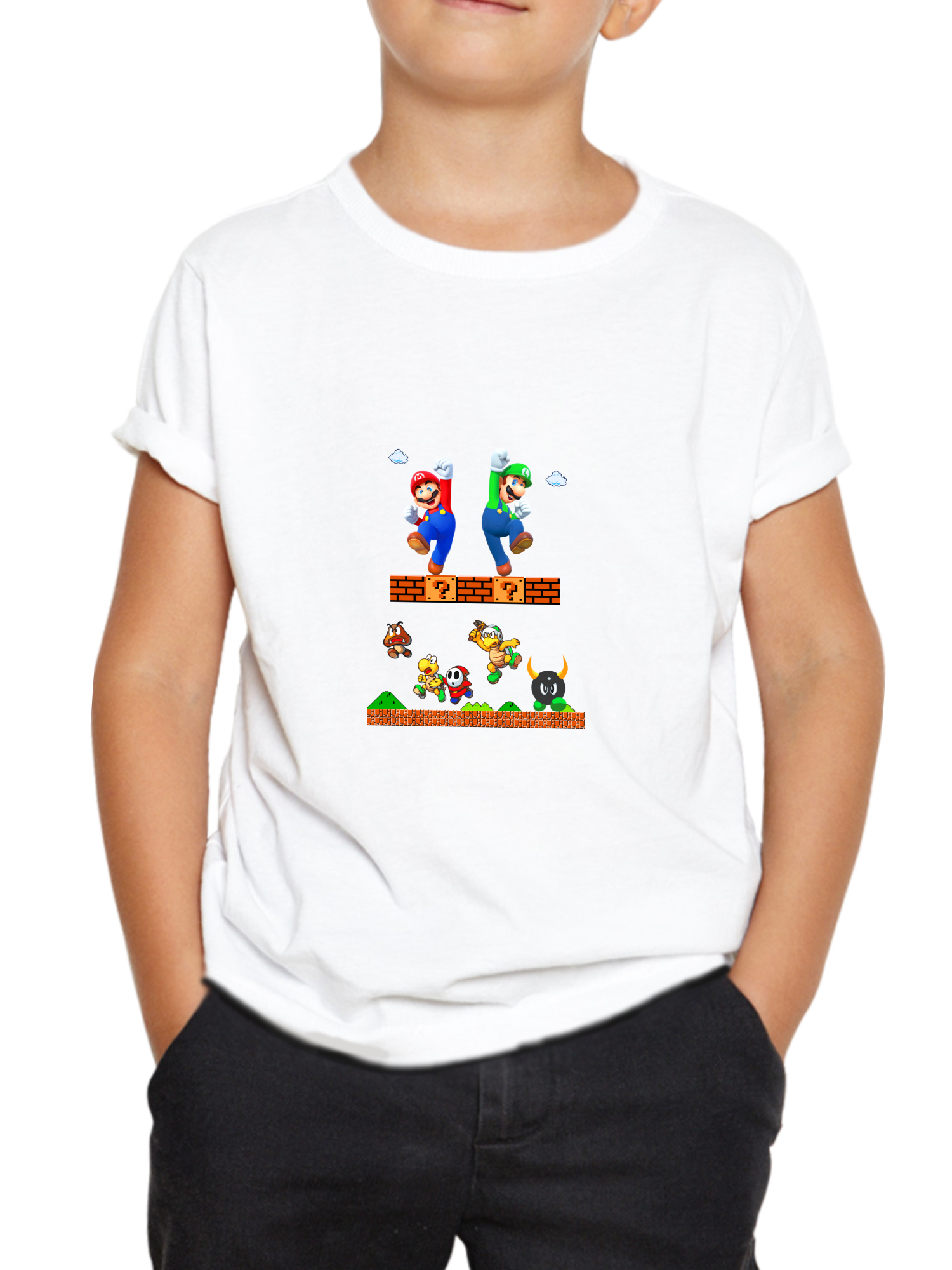 mario white mario kids tshirt